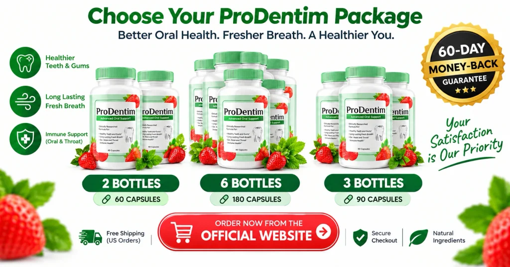 ProDentim discount packages with 60 day money back guarantee